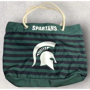NCAA Michigan State Rope Handle Canvas Travel Beach Bag Green